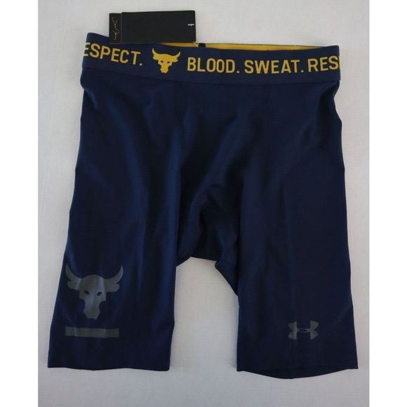 Under Armour 1353900 408 Mens Sz L Blue Project Rock HeatGear Compression Shorts - Picture 1 of 7